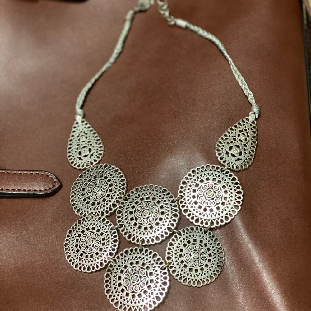 Stella & Dot Sterling Silver Medallion Necklace